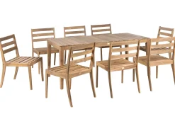 Outlet Beliani Set da pranzo da giardino 8 posti CHIOGGIA Legno di acacia certificato chiaro Marrone