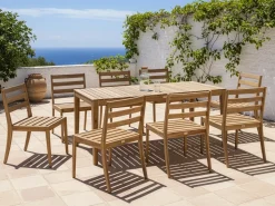 Outlet Beliani Set da pranzo da giardino 8 posti CHIOGGIA Legno di acacia certificato chiaro Marrone