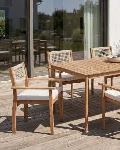 New Beliani Set da pranzo da giardino 6 posti JACO/SUMIRAGO Legno d'acacia chiaro Marrone