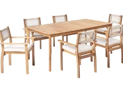 New Beliani Set da pranzo da giardino 6 posti JACO/SUMIRAGO Legno d'acacia chiaro Marrone