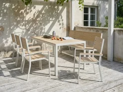 Best Beliani Set da pranzo da giardino 7 posti COMO/PRATO Beige Bianco Beige