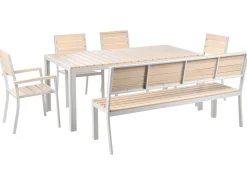Best Beliani Set da pranzo da giardino 7 posti COMO/PRATO Beige Bianco Beige