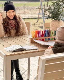 Best Beliani Set da pranzo da giardino 7 posti COMO/PRATO Beige Bianco Beige