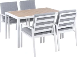 Beliani Set da pranzo da giardino 4 posti VISSO Grigio/Bianco Bianco Beige Grigio