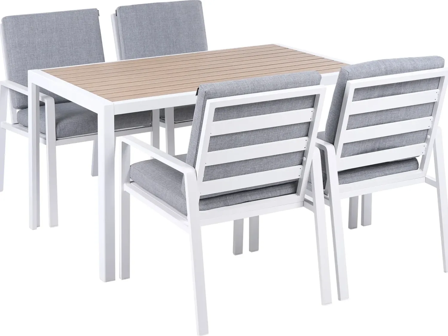 Beliani Set da pranzo da giardino 4 posti VISSO Grigio/Bianco Bianco Beige Grigio