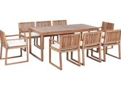 Best Beliani Set da pranzo da giardino 8 posti SASSARI II PREMIUM Legno di acacia certificato Bianco sporco Bianco Marrone