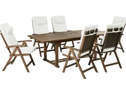 Discount Beliani Set da pranzo da giardino 6 posti AMANTEA PREMIUM Legno d'acacia Bianco sporco Bianco Marrone