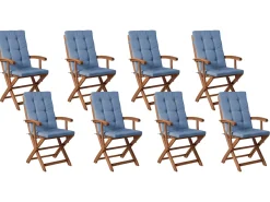 Beliani Set da pranzo da giardino 8 posti MAUI PREMIUM Legno d'acacia Blu Blu Marrone