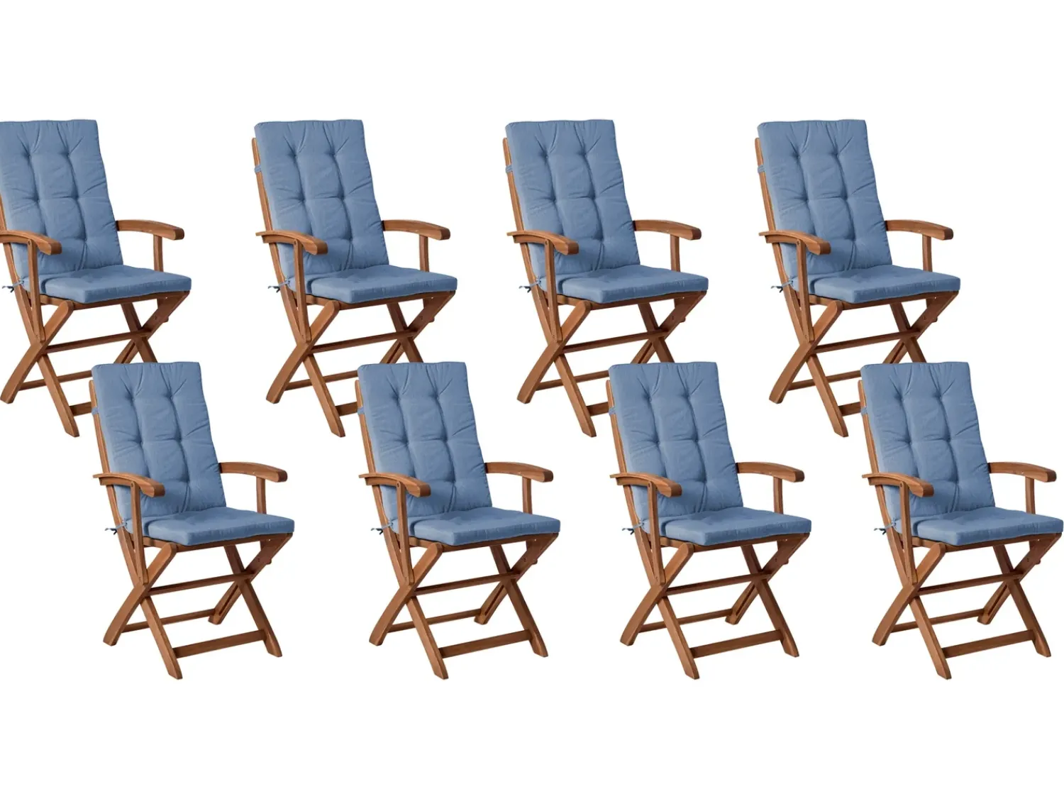 Beliani Set da pranzo da giardino 8 posti MAUI PREMIUM Legno d'acacia Blu Blu Marrone