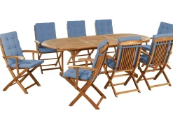 Beliani Set da pranzo da giardino 8 posti MAUI PREMIUM Legno d'acacia Blu Blu Marrone