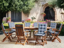 Beliani Set da pranzo da giardino 8 posti MAUI PREMIUM Legno d'acacia Blu Blu Marrone