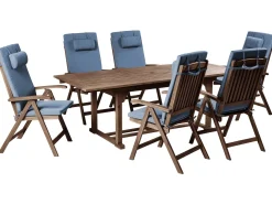 Discount Beliani Set da pranzo da giardino 6 posti AMANTEA PREMIUM Legno d'acacia Blu Blu Marrone