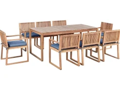 New Beliani Set da pranzo da giardino 8 posti SASSARI PREMIUM Legno di acacia certificato Blu Blu Marrone