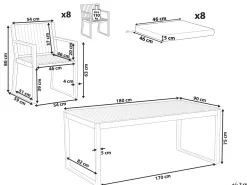 New Beliani Set da pranzo da giardino 8 posti SASSARI PREMIUM Legno di acacia certificato Blu Blu Marrone