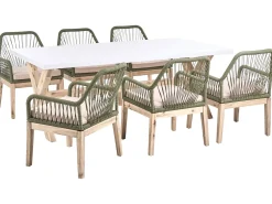 Online Beliani Set da pranzo da giardino 6 posti OLBIA Verde oliva Beige Marrone Verde