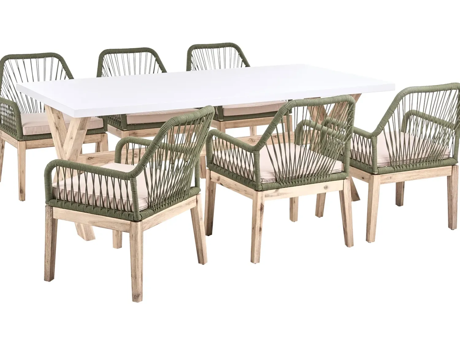 Online Beliani Set da pranzo da giardino 6 posti OLBIA Verde oliva Beige Marrone Verde