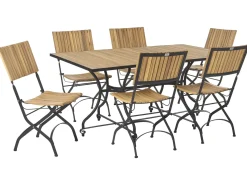 Hot Beliani 6 posti LASCARI Pieghevole Legno d'acacia Marrone chiaro Marrone Nero
