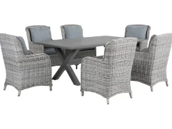 Online Beliani Set da pranzo da giardino 6 posti CASCAIS con cuscini Rattan sintetico (PE) Grigio
