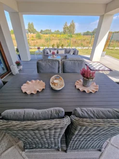 Online Beliani Set da pranzo da giardino 6 posti CASCAIS con cuscini Rattan sintetico (PE) Grigio