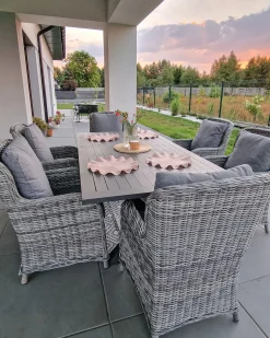 Online Beliani Set da pranzo da giardino 6 posti CASCAIS con cuscini Rattan sintetico (PE) Grigio