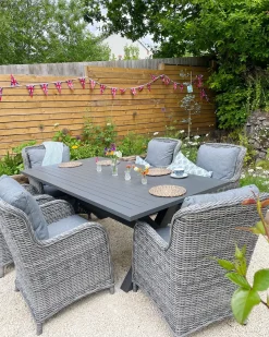 Online Beliani Set da pranzo da giardino 6 posti CASCAIS con cuscini Rattan sintetico (PE) Grigio