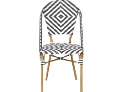 Outlet Beliani Set da pranzo da giardino 4 posti RIFREDDO Rattan sintetico (PE) Nero/Bianco Bianco Beige Naturale Nero