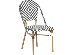 Outlet Beliani Set da pranzo da giardino 4 posti RIFREDDO Rattan sintetico (PE) Nero/Bianco Bianco Beige Naturale Nero