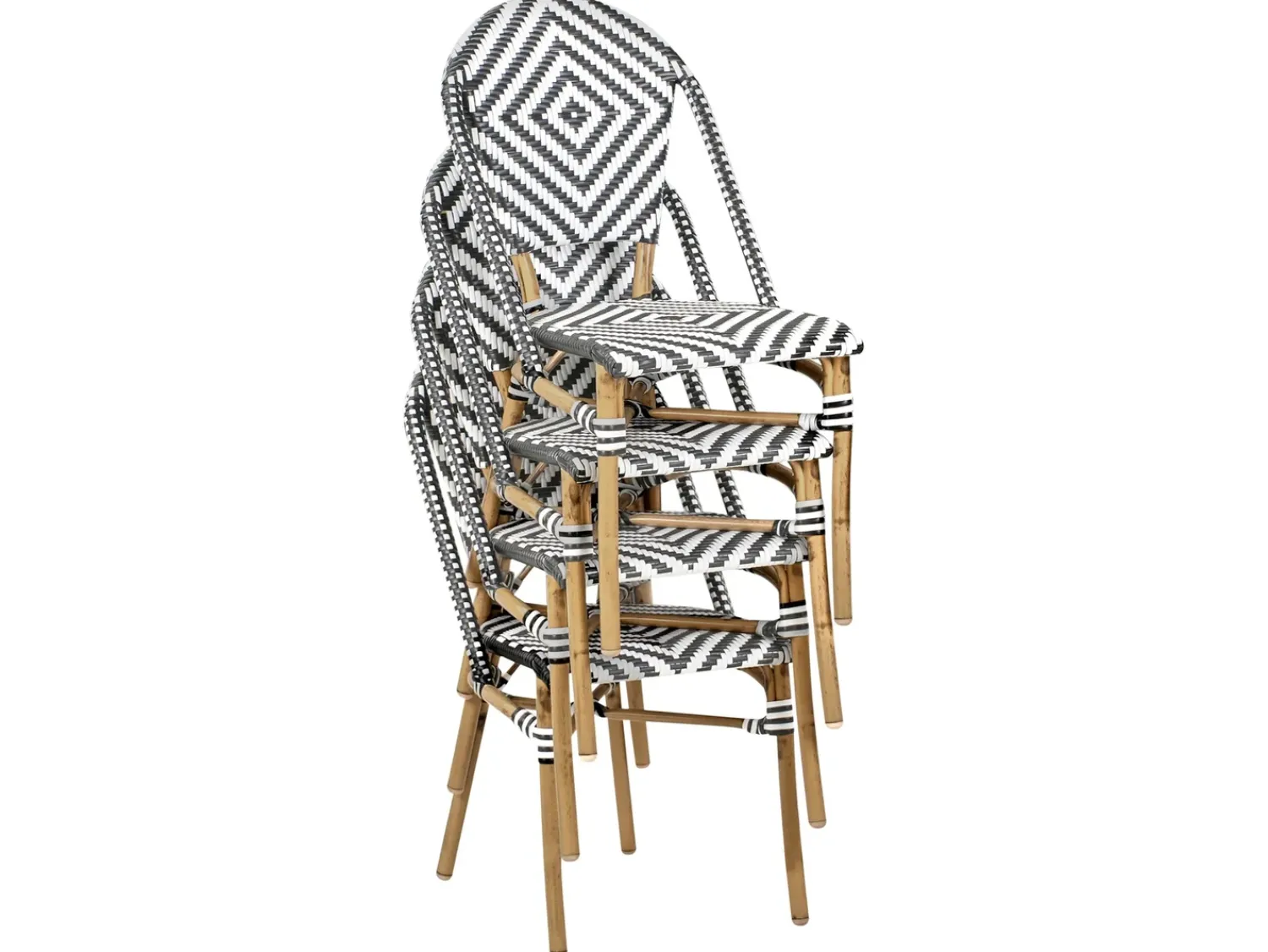 Outlet Beliani Set da pranzo da giardino 4 posti RIFREDDO Rattan sintetico (PE) Nero/Bianco Bianco Beige Naturale Nero