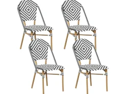 Outlet Beliani Set da pranzo da giardino 4 posti RIFREDDO Rattan sintetico (PE) Nero/Bianco Bianco Beige Naturale Nero