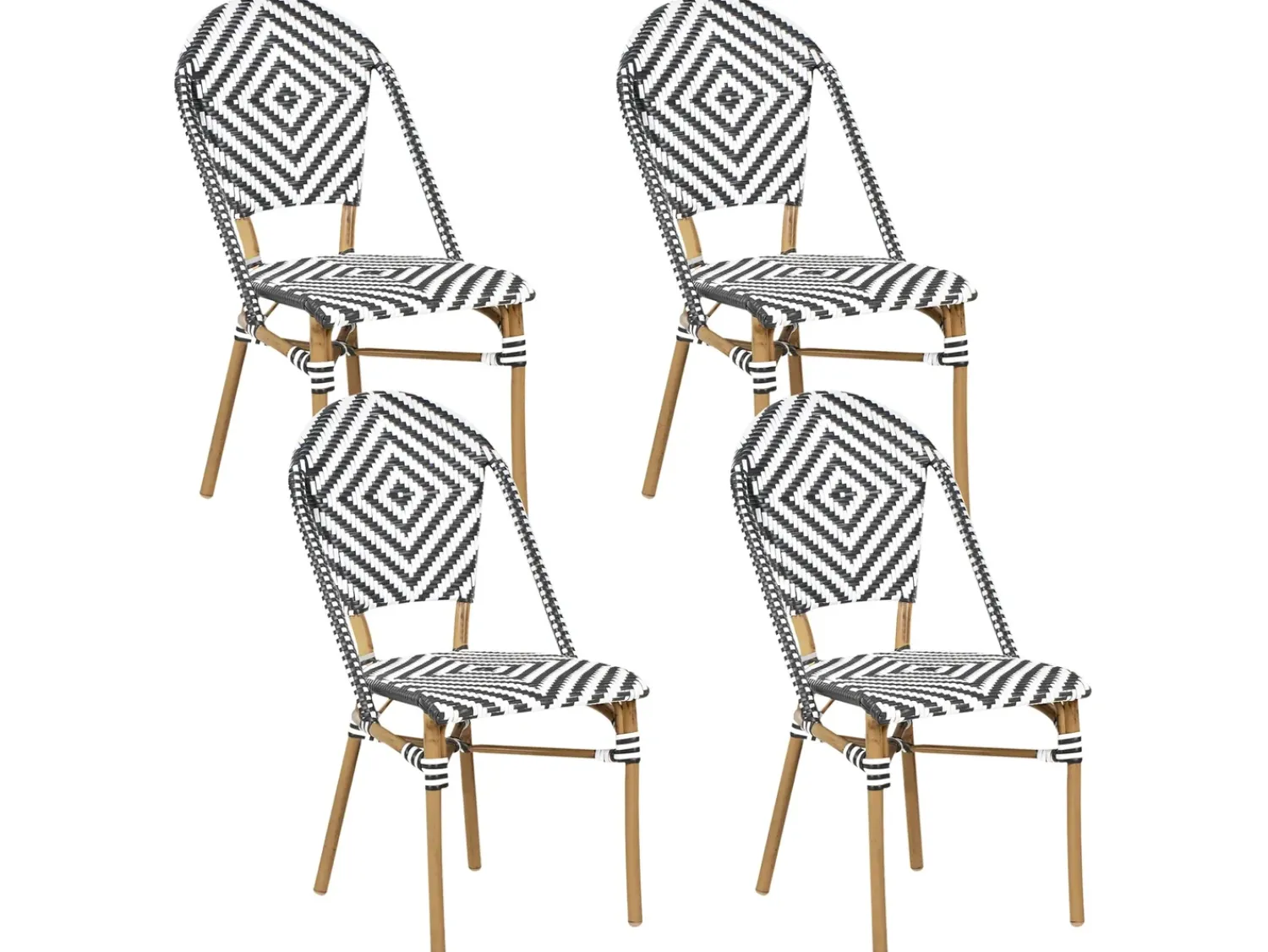 Outlet Beliani Set da pranzo da giardino 4 posti RIFREDDO Rattan sintetico (PE) Nero/Bianco Bianco Beige Naturale Nero