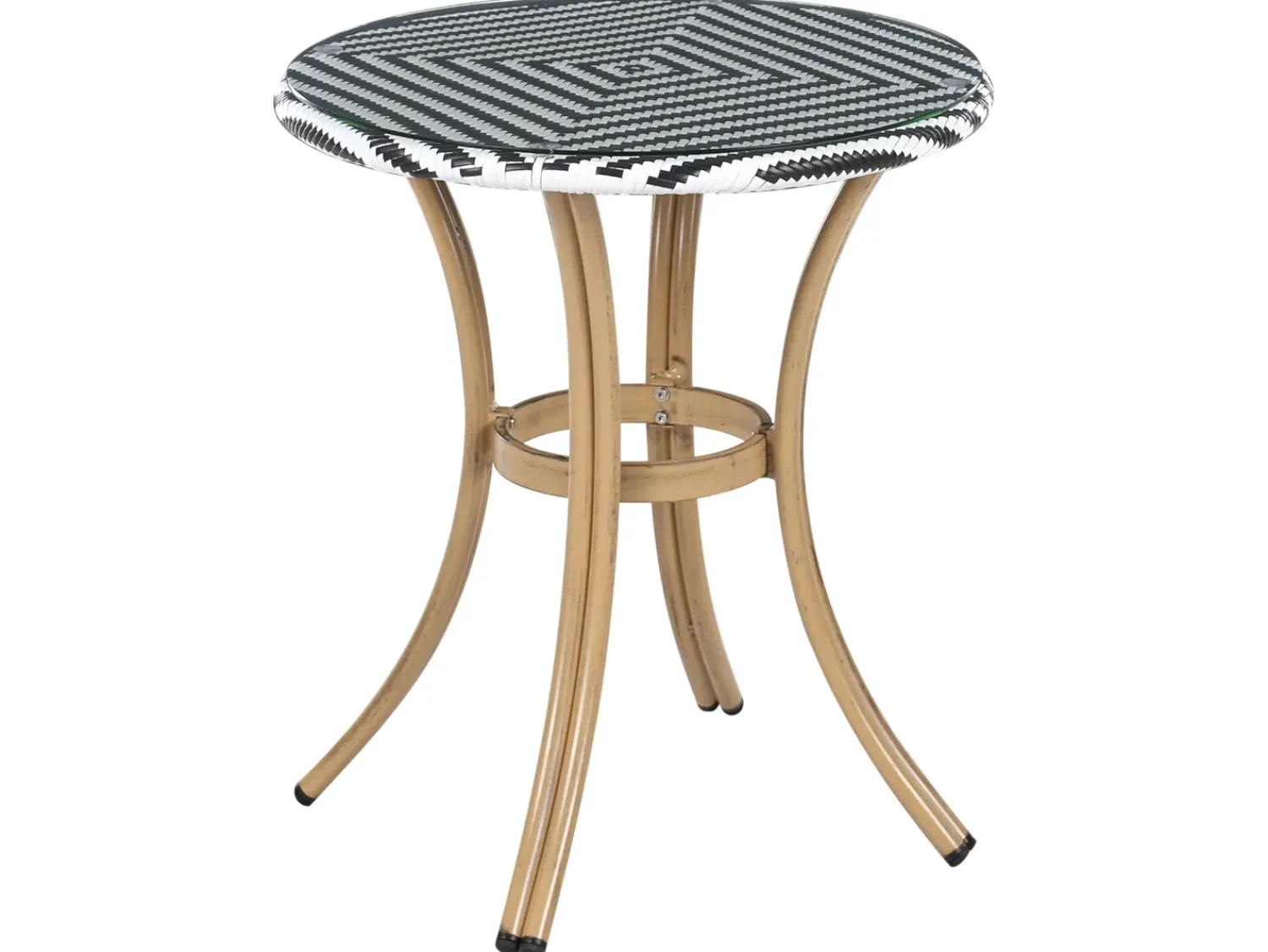 Outlet Beliani Set da pranzo da giardino 4 posti RIFREDDO Rattan sintetico (PE) Nero/Bianco Bianco Beige Naturale Nero