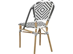 Outlet Beliani Set da pranzo da giardino 4 posti RIFREDDO Rattan sintetico (PE) Nero/Bianco Bianco Beige Naturale Nero