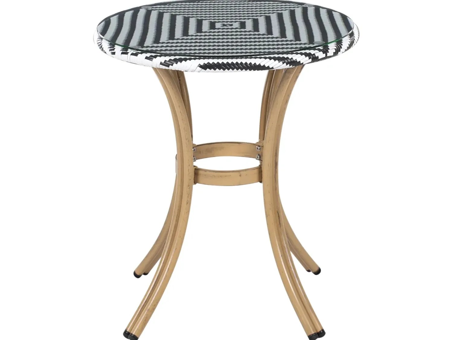 Outlet Beliani Set da pranzo da giardino 4 posti RIFREDDO Rattan sintetico (PE) Nero/Bianco Bianco Beige Naturale Nero