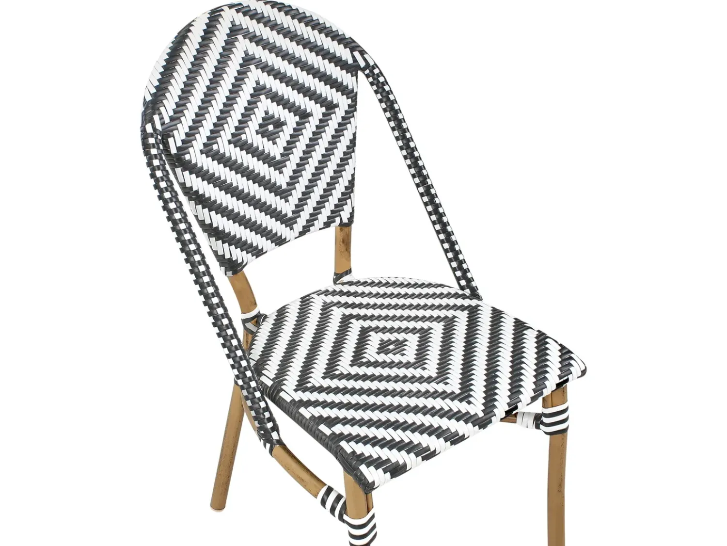 Outlet Beliani Set da pranzo da giardino 4 posti RIFREDDO Rattan sintetico (PE) Nero/Bianco Bianco Beige Naturale Nero