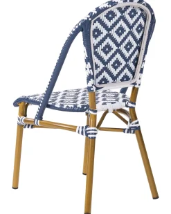 Clearance Beliani Set da pranzo da giardino 4 posti RIFREDDO Rattan sintetico (PE) Blu Beige Bianco Naturale Blu