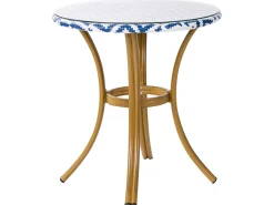 Clearance Beliani Set da pranzo da giardino 4 posti RIFREDDO Rattan sintetico (PE) Blu Beige Bianco Naturale Blu