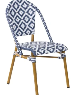 Clearance Beliani Set da pranzo da giardino 4 posti RIFREDDO Rattan sintetico (PE) Blu Beige Bianco Naturale Blu
