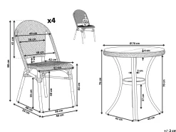 Clearance Beliani Set da pranzo da giardino 4 posti RIFREDDO Rattan sintetico (PE) Blu Beige Bianco Naturale Blu