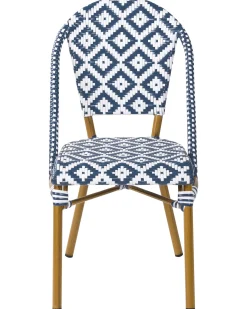 Clearance Beliani Set da pranzo da giardino 4 posti RIFREDDO Rattan sintetico (PE) Blu Beige Bianco Naturale Blu