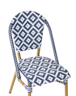 Clearance Beliani Set da pranzo da giardino 4 posti RIFREDDO Rattan sintetico (PE) Blu Beige Bianco Naturale Blu