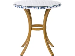 Clearance Beliani Set da pranzo da giardino 4 posti RIFREDDO Rattan sintetico (PE) Blu Beige Bianco Naturale Blu