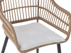 Beliani Set da pranzo da giardino 6 posti ALIANO II con cuscini Rattan sintetico (PE) Beige Beige Beige Naturale Nero