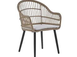 Beliani Set da pranzo da giardino 6 posti ALIANO II con cuscini Rattan sintetico (PE) Beige Beige Beige Naturale Nero
