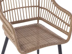 Beliani Set da pranzo da giardino 6 posti ALIANO II con cuscini Rattan sintetico (PE) Beige Beige Beige Naturale Nero