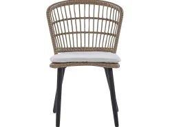Beliani Set da pranzo da giardino 6 posti ALIANO II con cuscini Rattan sintetico (PE) Beige Beige Beige Naturale Nero