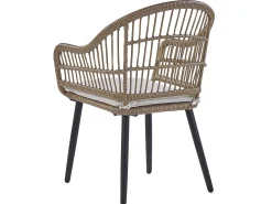 Beliani Set da pranzo da giardino 6 posti ALIANO II con cuscini Rattan sintetico (PE) Beige Beige Beige Naturale Nero