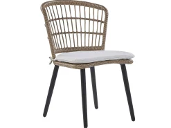 Beliani Set da pranzo da giardino 6 posti ALIANO II con cuscini Rattan sintetico (PE) Beige Beige Beige Naturale Nero