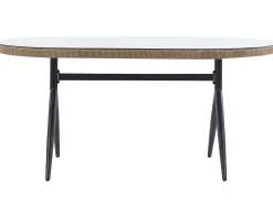 Beliani Set da pranzo da giardino 6 posti ALIANO II con cuscini Rattan sintetico (PE) Beige Beige Beige Naturale Nero
