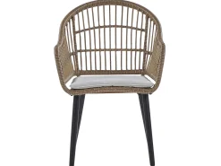 Beliani Set da pranzo da giardino 6 posti ALIANO II con cuscini Rattan sintetico (PE) Beige Beige Beige Naturale Nero
