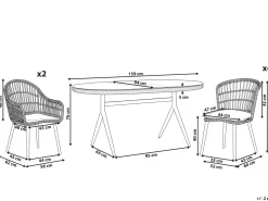 Beliani Set da pranzo da giardino 6 posti ALIANO con cuscini Rattan sintetico (PE) Rosa pastello Beige Naturale Nero Rosa